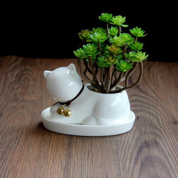 1pc Cartoon Cat Ceramic Planter